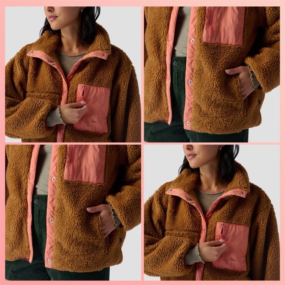 backcountry • mixed fabric fleece jacket in brown sugar / tawny orange l - Picture 2 of 12